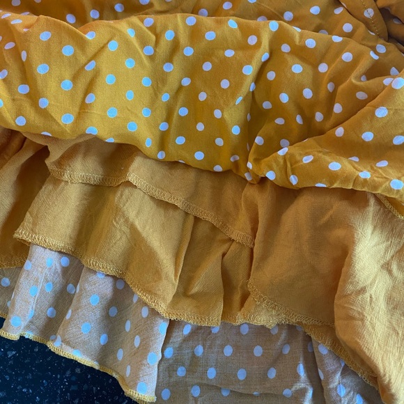 Yellow dress with white polka dots, size Medium - Picture 6 of 8
